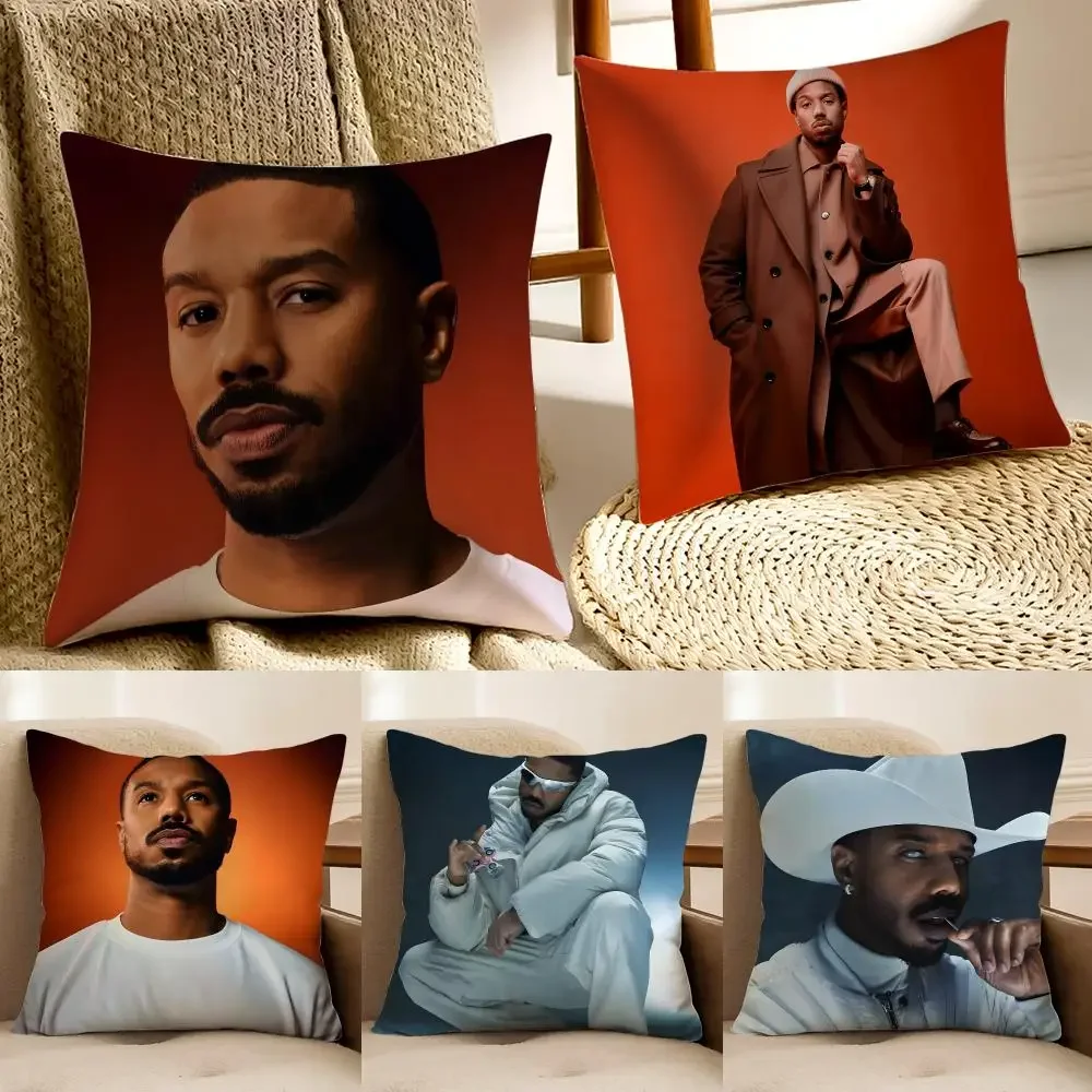 Actor M-Michael Bakari Jordan Cushion Cover Faux fur decorative Dark academia style Cat scratching post Rustic Spa pillow cover