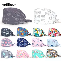 Cotton scrub cap women cartoon printing beauty salon work hat medici infermiera chirurgia scrub lab cap Health service cap