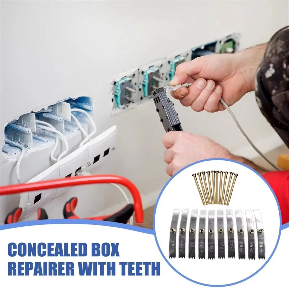 AA14 Concealed Box Repair Tool 10 Pieces Tool Junction Box Repairer with Teeth for Household Renovation Wiring Maintenance
