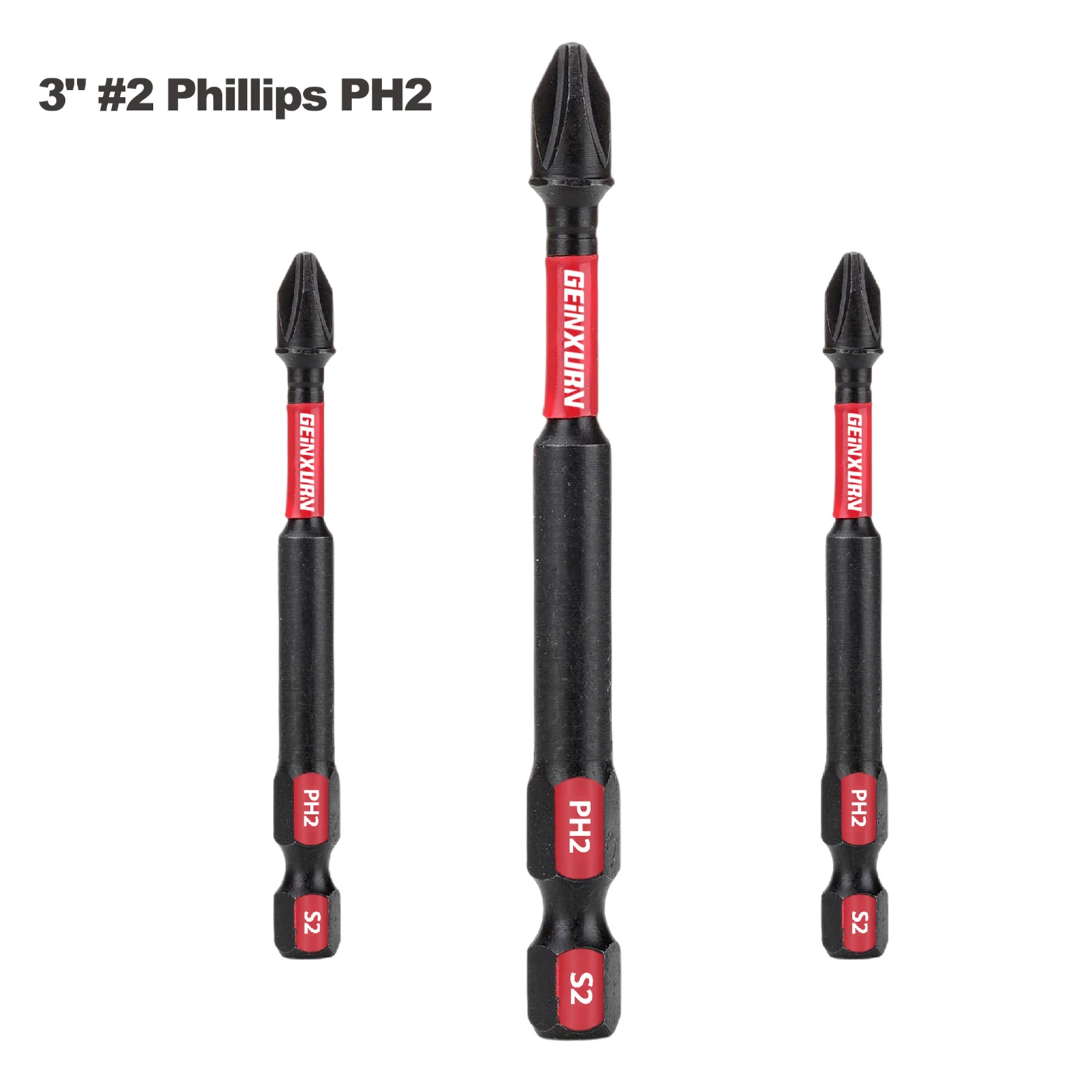 Geinxurn Impact Tough #2 Phillips 3 in. Insert Driver Bits, PH2 Power Screwdriver Bits Set