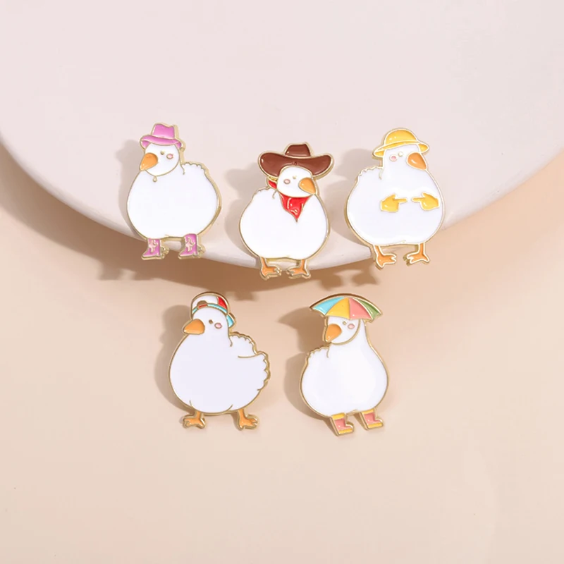 Cute Cowboy Duck Enamel Pins Custom Cool Boy And Girl Duck Brooches Lapel Badges Cartoon Animal Jewelry Gift for Kids Friends