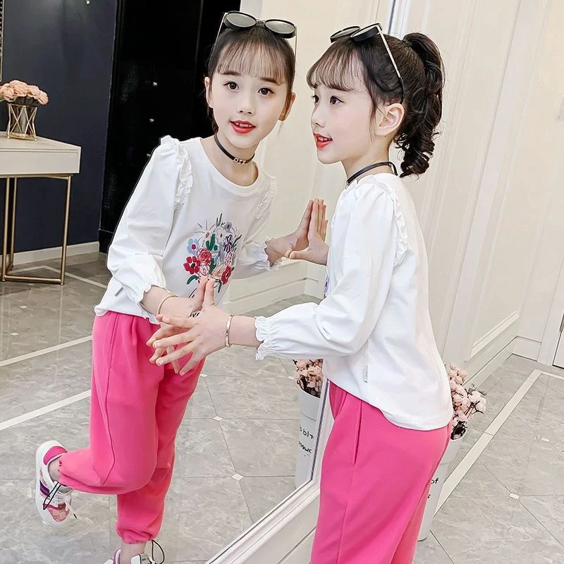 

Faionable Long Sve Cotton T-irt for Girls Spring Autumn Boting irt Cartoon Print Kids Wear Resistant Deformation