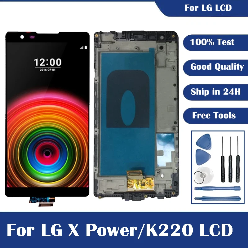 Full LCD with Touch Screen Digitizer Assembly For LG X Power X3 K220ds K220dsK K210 K450 K220 LCD With Frame Free Shipping