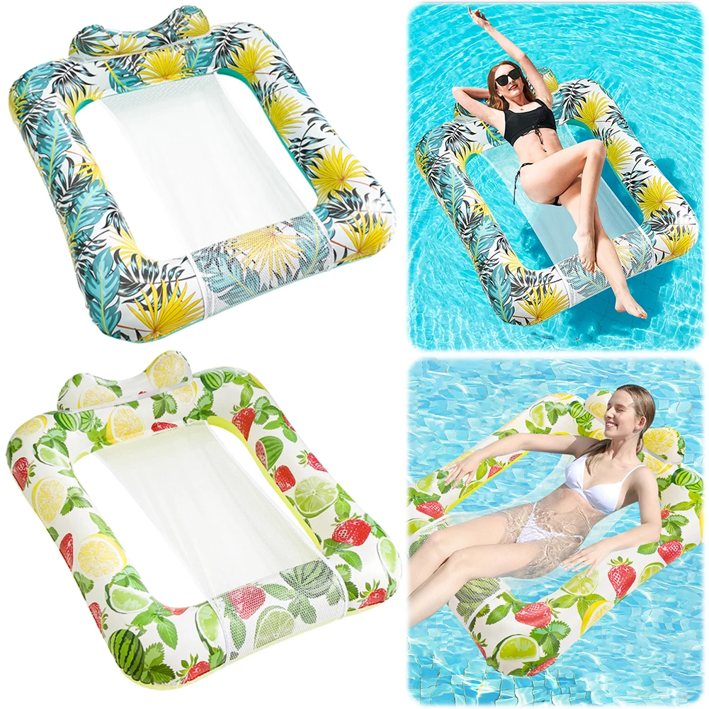 Inflatable Pool Floats Floating Pool Chair Mesh Seat Inflatable Water Hammock Leakproof Pool Floaties for Summer Water Fun Toys