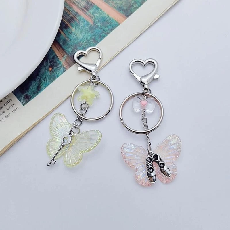 Dance Shoes Keychain Crystal Butterfly Star Keyring Phone Charm Starp Delicate Jewelry Phone Starp Keyring