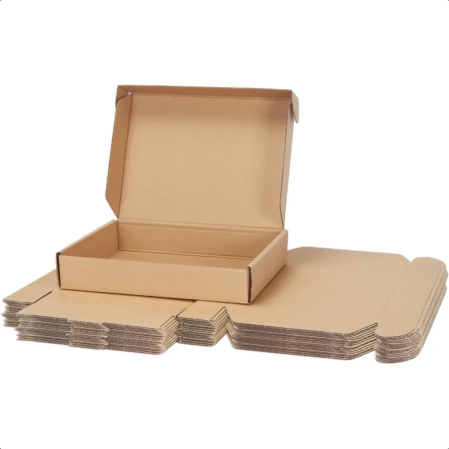Cajas de envío de 11x8x2 pulgadas a granel, paquete de 25 cajas de correo con cierre de pestaña marrón para embalaje, Bo de regalo de cartón mediano de negocios pequeños
