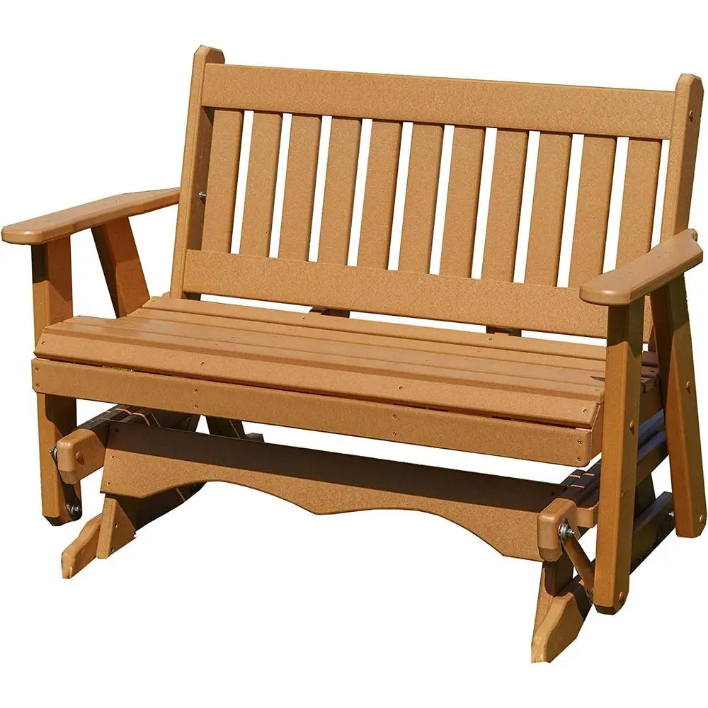 

3-Person 5T Poly Lumber Glider, Premium Colonial HDPE Patio Porch Swing, English Mission Style, 1000 lbs Capacity
