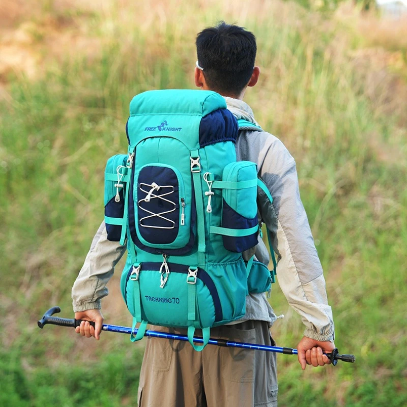 

Ergonomic 70L Camping Backpack, Hiking Mountaineering Pack with Internal Frame, Outdoor Travel Rucksack with Rain Cover