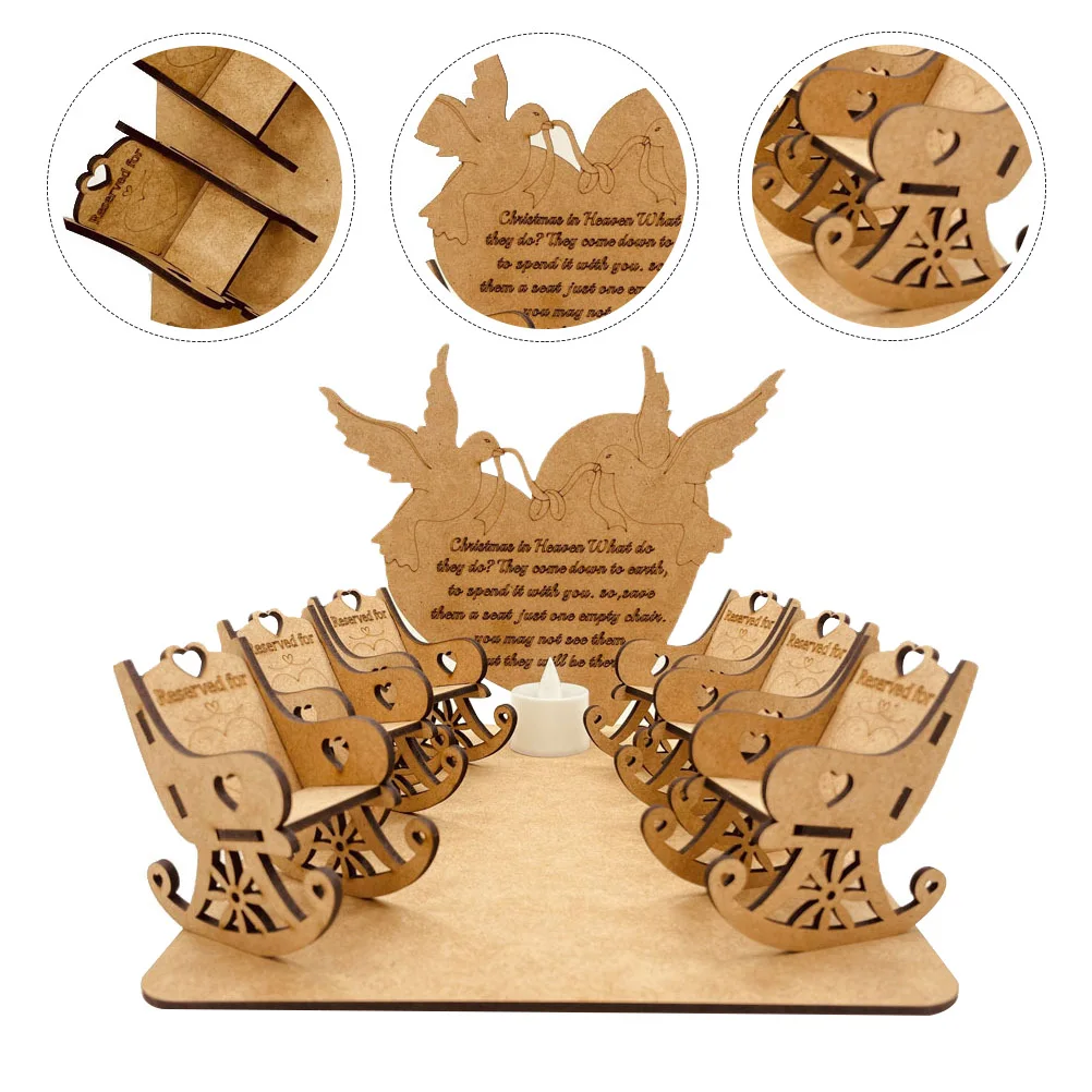 Decoración navideña para silla de madera, adorno conmemorativo familiar, artesanía de madera duradera, adorno festivo de escritorio, Led incluido, 1 ud.