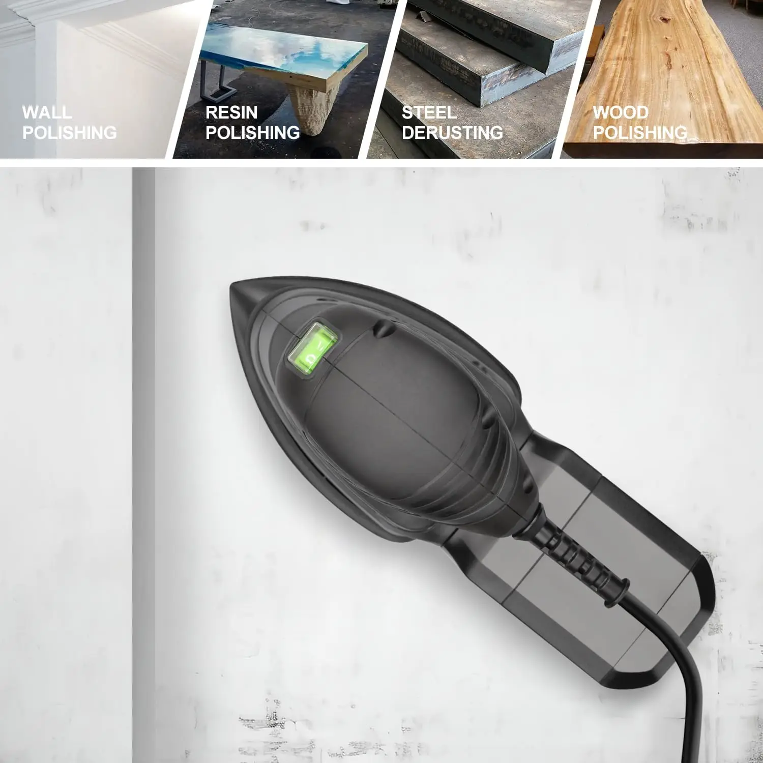 Detail Sander, 1.1A Powerful Motor, 13000 OPM Compact Electric Sander with 20Pcs Sandpapers and Dust box, Soft Grip Ha