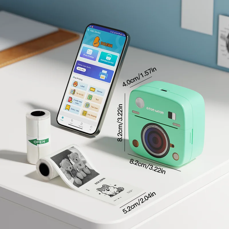 Original Camera Portable Printers Pocket Label Maker Printer 57mm Thermal Stickers Printer for School Text Photo Printing