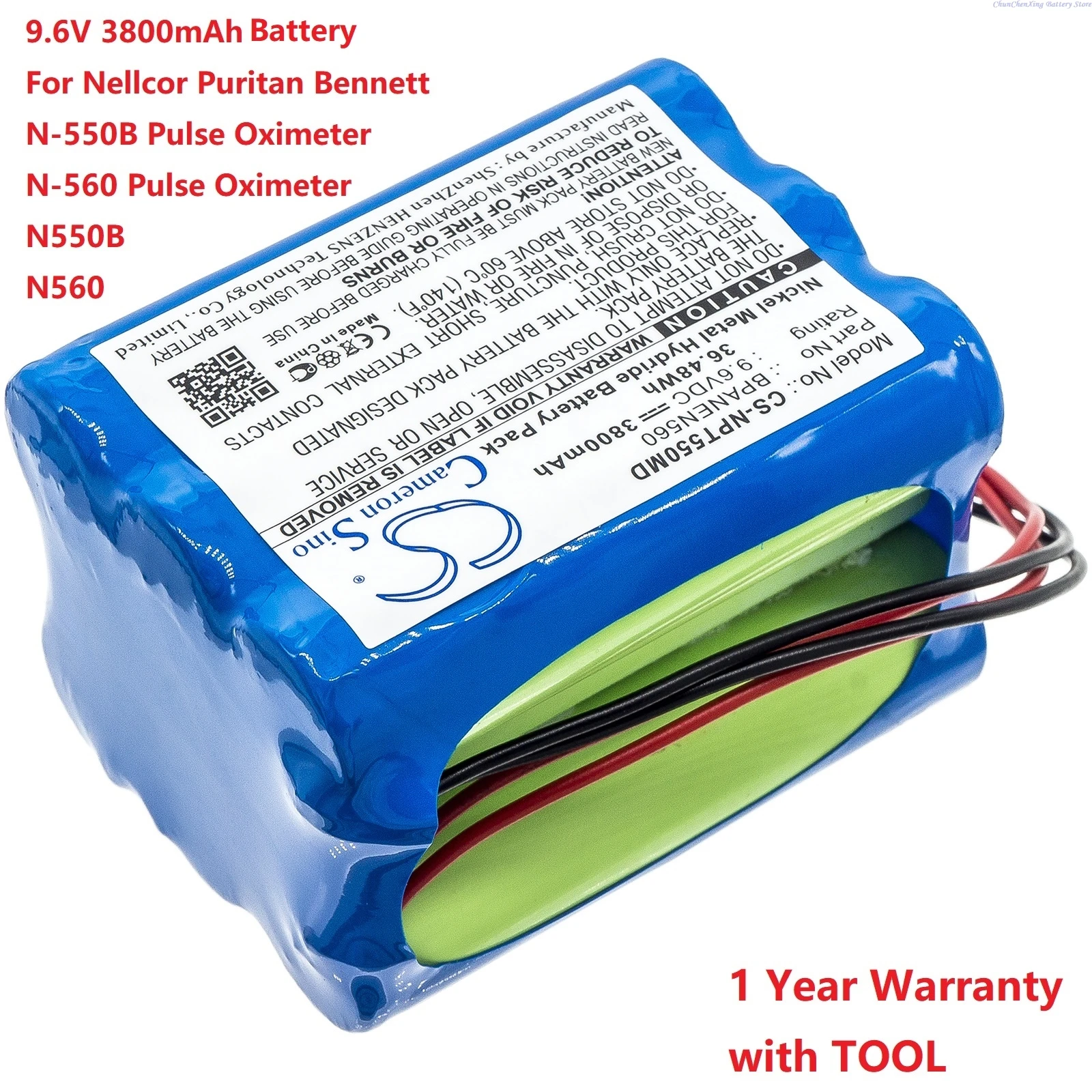 

2026 NEW 9.6V 3800mAh Medical Battery M6008-0 for Nellcor Puritan Bennett N-550B Pulse Oximeter,N-560, For Covidien N550, N560