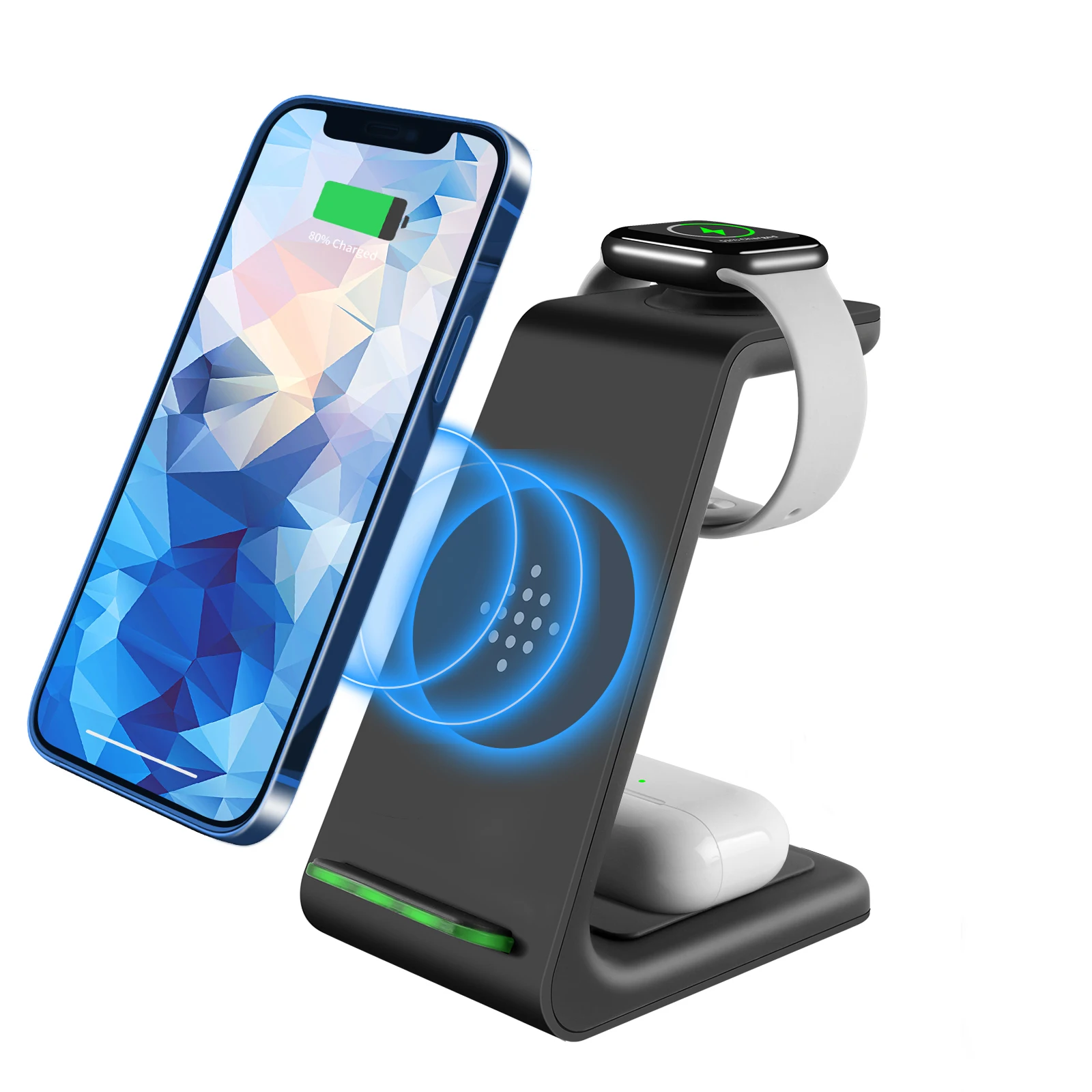 T3 3 In 1 Wireless Charger Stand Widely Compatible Fast Mobile Charge iPhone 13 12 11 Pro Max For Apple Watch Airpods Pro