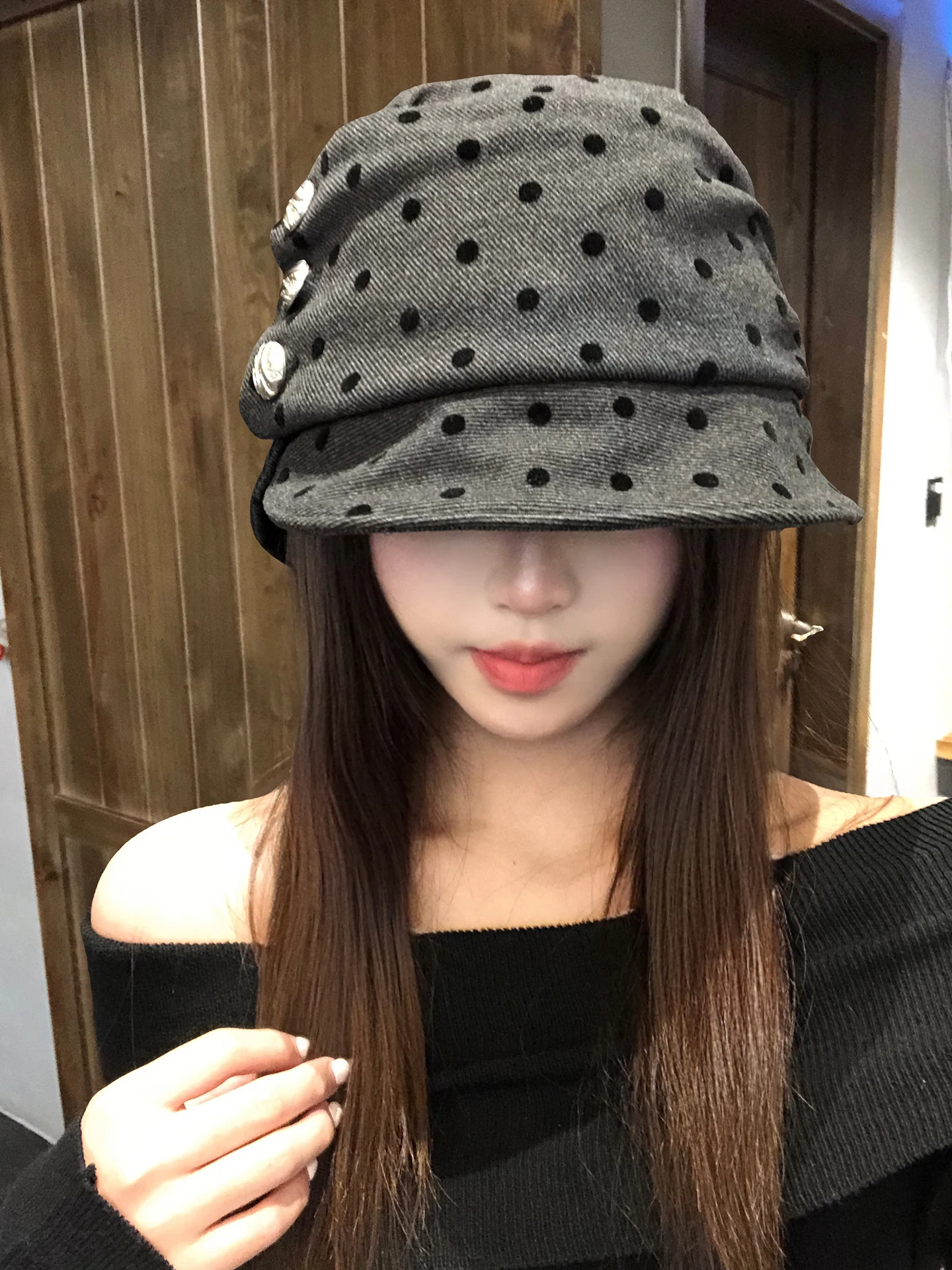 Retro Polka Dot Metal Buckle Fisherman Hat Women's Autumn New Style Versatile Face Slimming Lazy Style Basin Hat