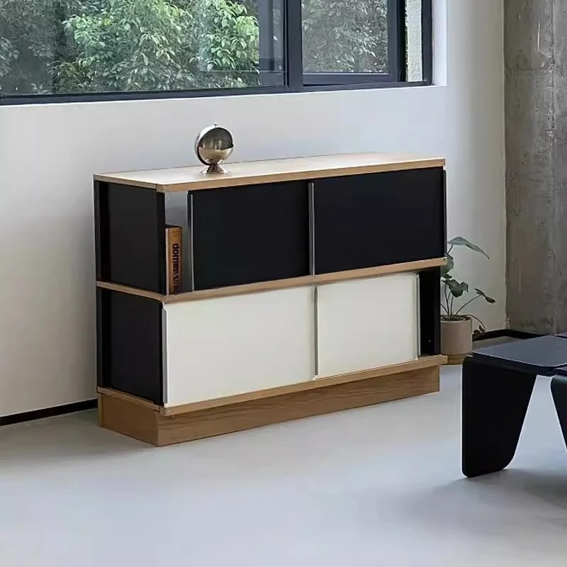 

Wall living room storage storage bookcase multi-layer push-pull cabinet