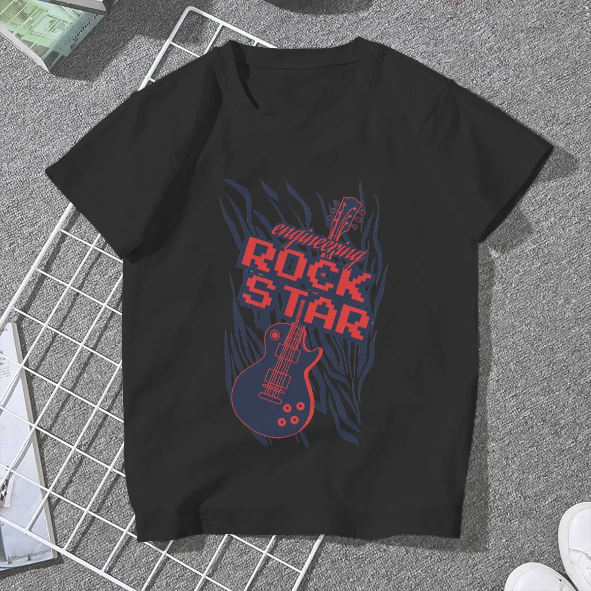 Rock Star Women Tshirts Guitar Rock Gothic Vintage Female Clothing Large Graphic Short Sleeve