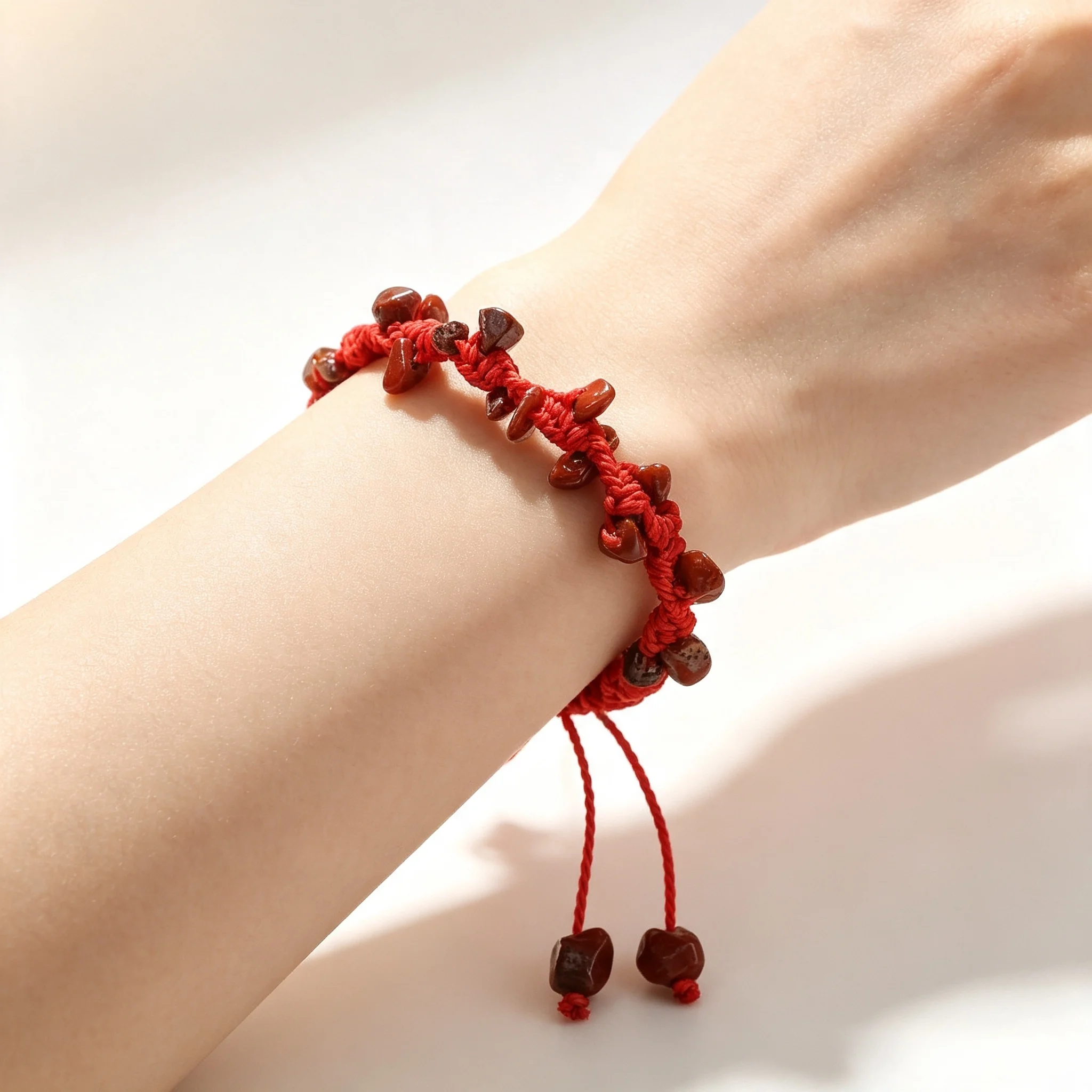 Handmade Natural Stone Braided Bracelet, Boho Style Gift