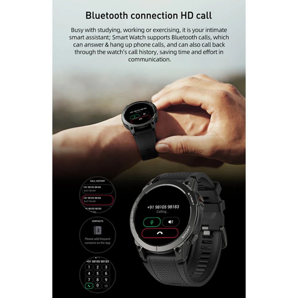 IUTECH-reloj inteligente S53 para hombre, dispositivo electrónico con pantalla táctil de 1,43 pulgadas, Bluetooth, llamadas, GPS, resistente al agua, deportivo, Fitness