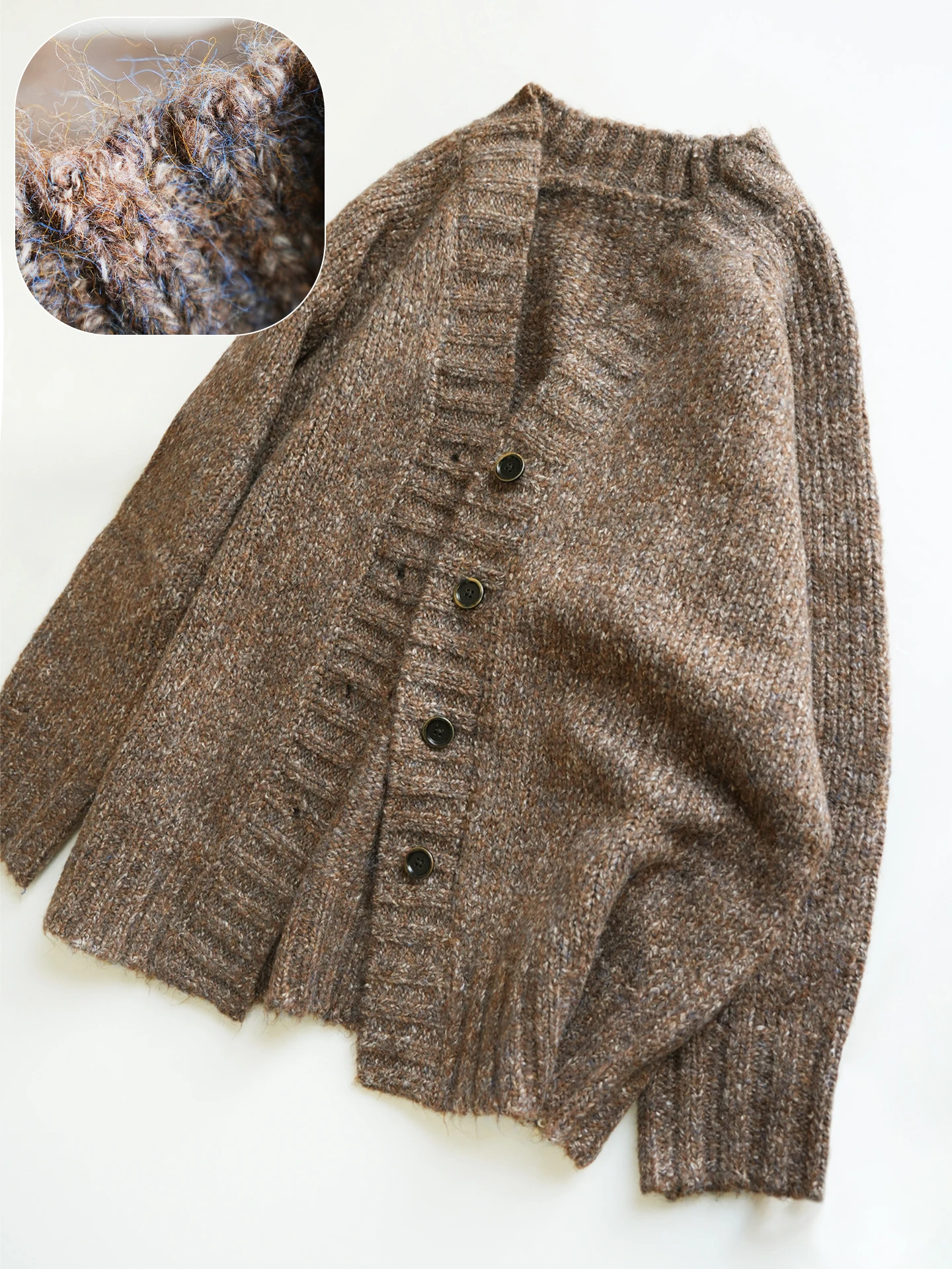 

Женский вязаный кардиган из шерстяной смеси с V-образным вырезом, теплый зимний свитер, повседневный, стандартный крой, длинный рукав, мягкий, из смесового полиэстера