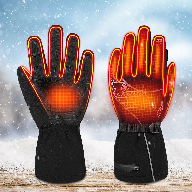 WEST BIKING Winter Heated Gloves With Power Bank Skiing Motorcycle Cycling Nonslip Touch Screen Fleece Gloves Thermal Sport Gear