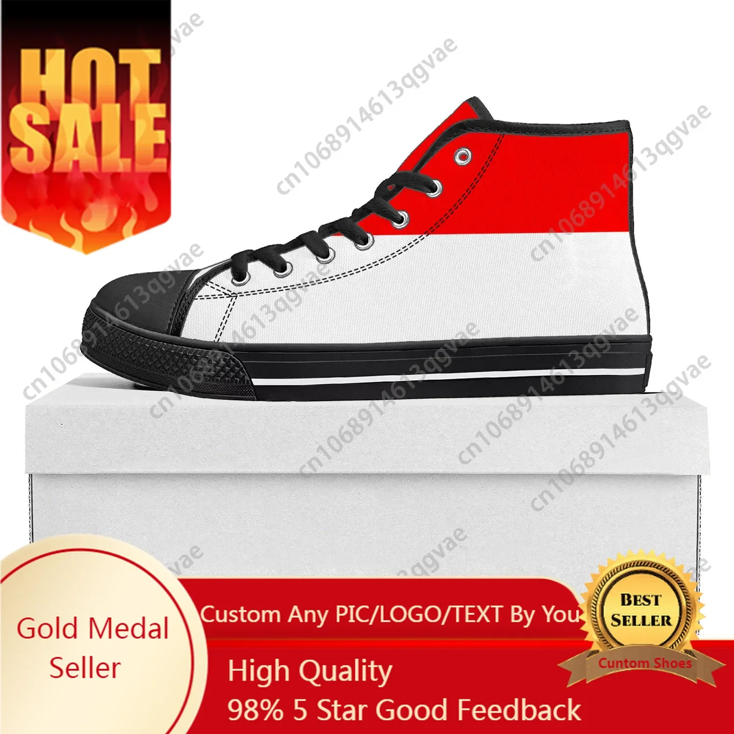 Indonesian Flag High Top High Quality Sneakers Mens Womens Teenager Canvas Sneaker Indonesia Casual Couple Shoes Custom Shoe