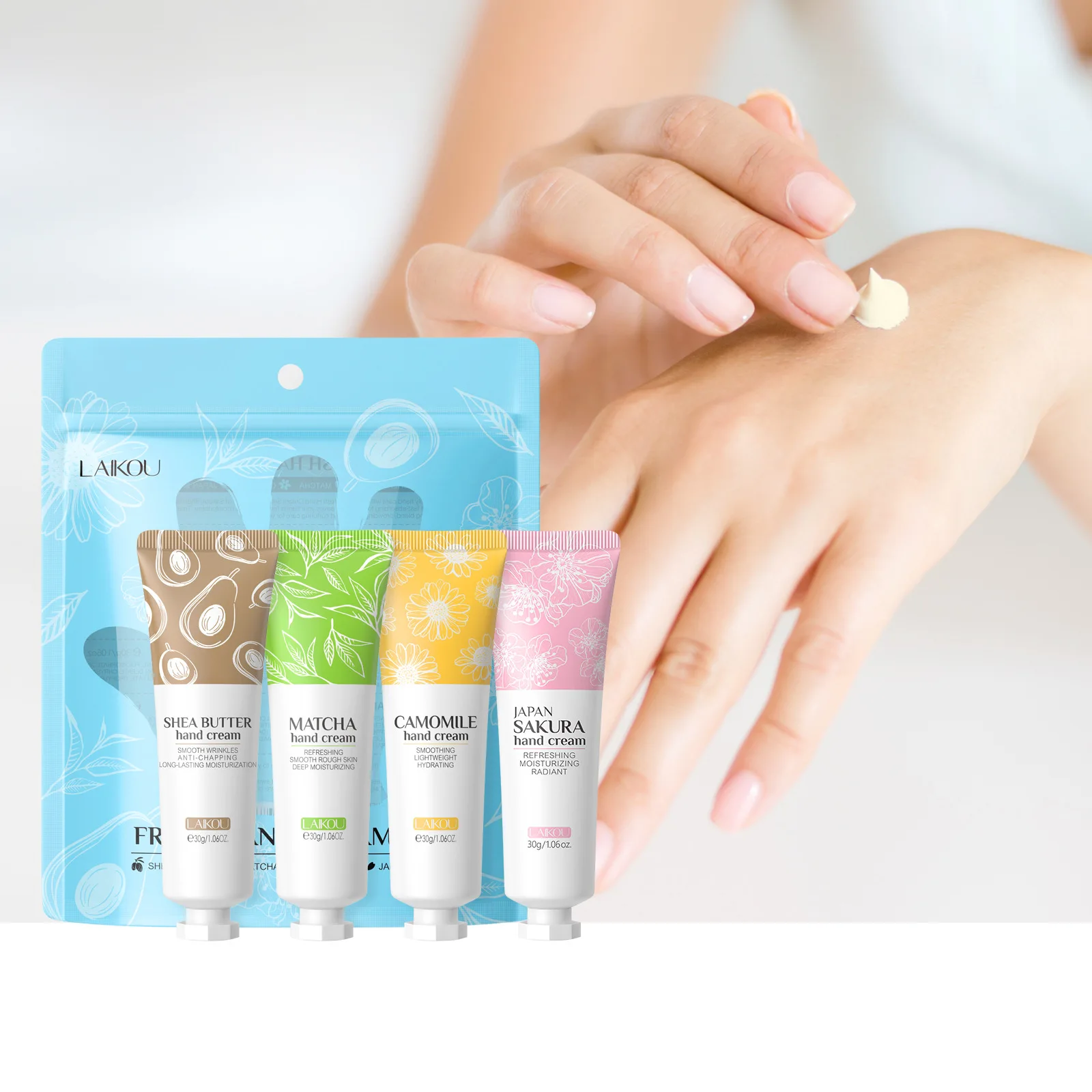Laikou fresh handcream set moisturizing moisturizing moisturizing skin fading fine lines anti-drying and cracking anti-peeling