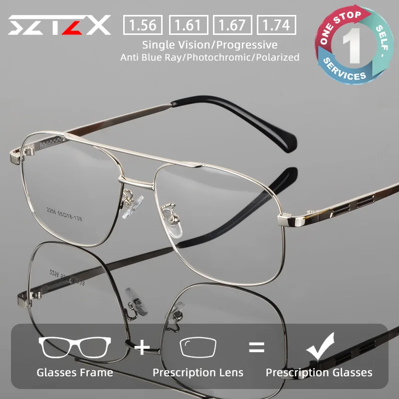 SZTZX Vintage Classic Durable Prescription Glasses Anti Blue Light Men Pilot Myopia Glasses Custom Progressive Reading Eyewear