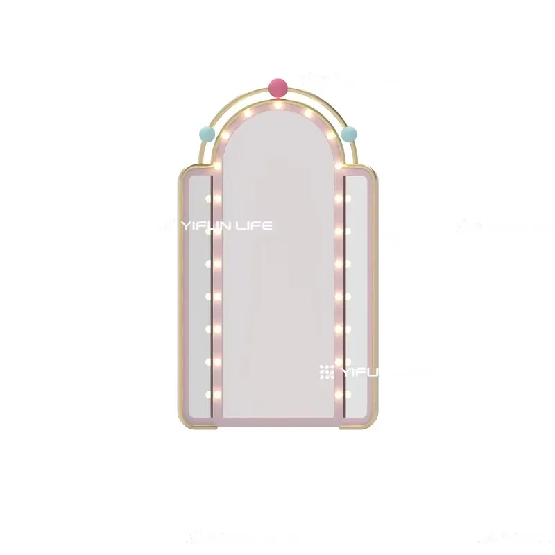 Wall-mounted makeup mirror interactive vanity gaming table for immersive pretend play in indoor playgrounds