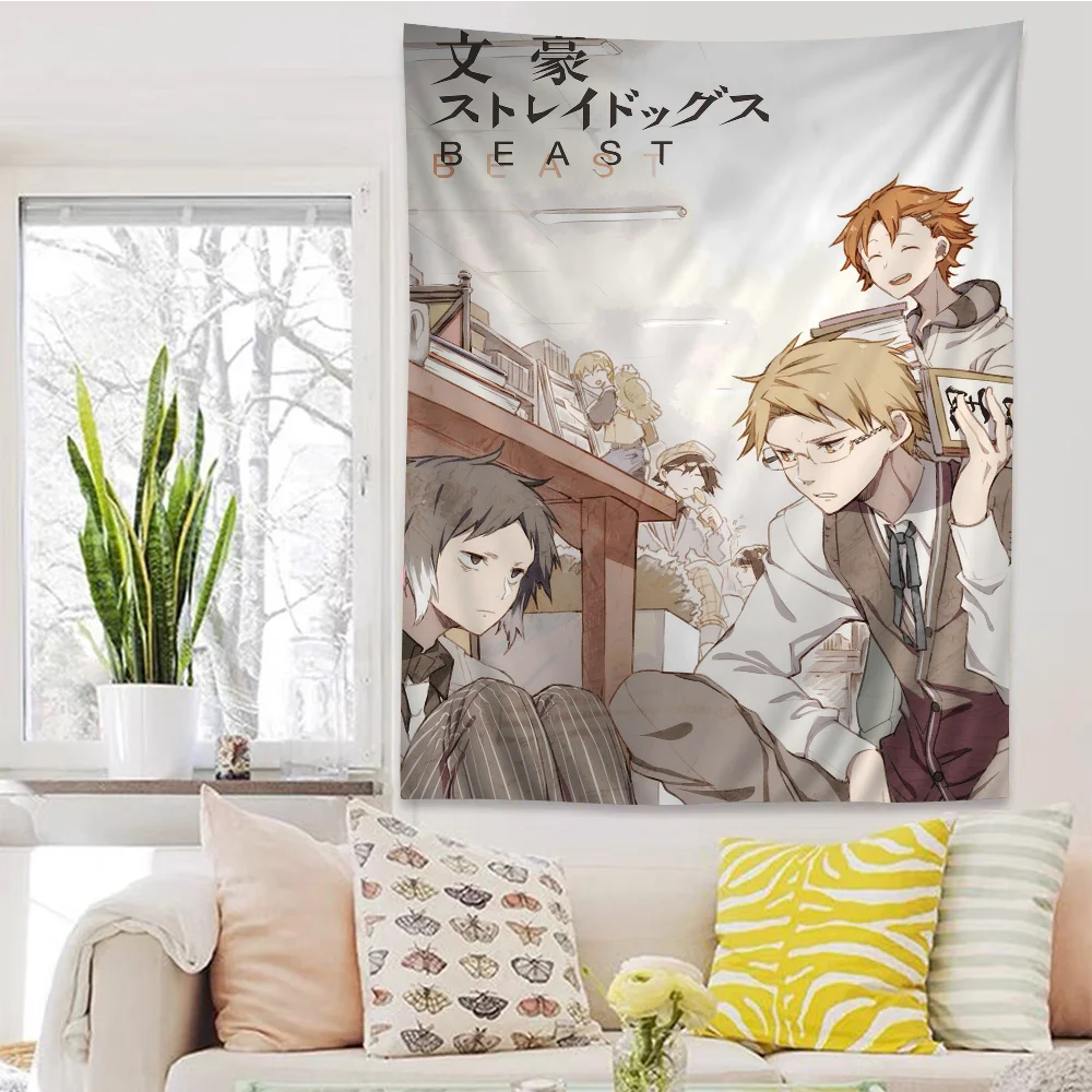 Bungo Stray Dogs Dazai Chuuya Anime Tapestry Hippie Flower Wall Carpets Dorm Decor Wall Hanging Home Decor