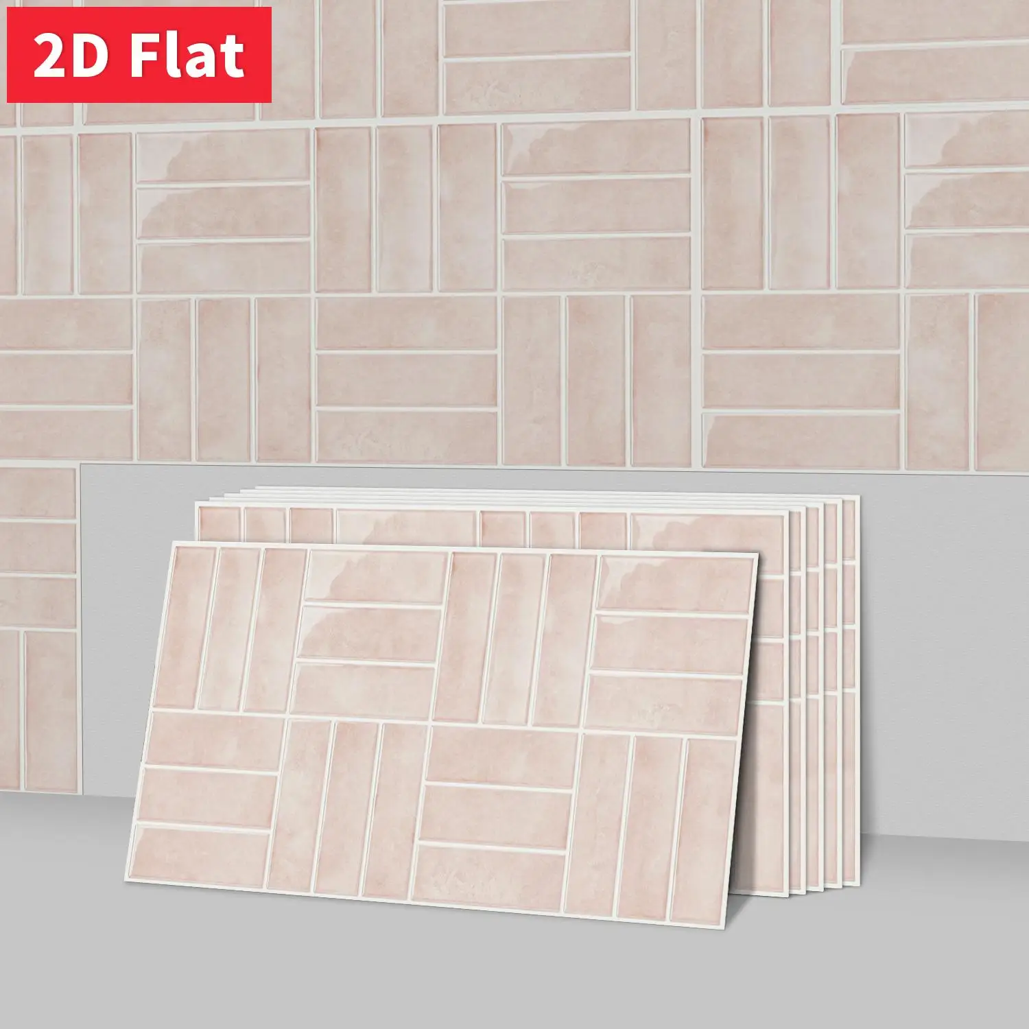 Blush Cream Marble Tile Sticker 11.81x5.91 inch Self Adhesive Easy Clean Kitchen Backsplash Wall Decal