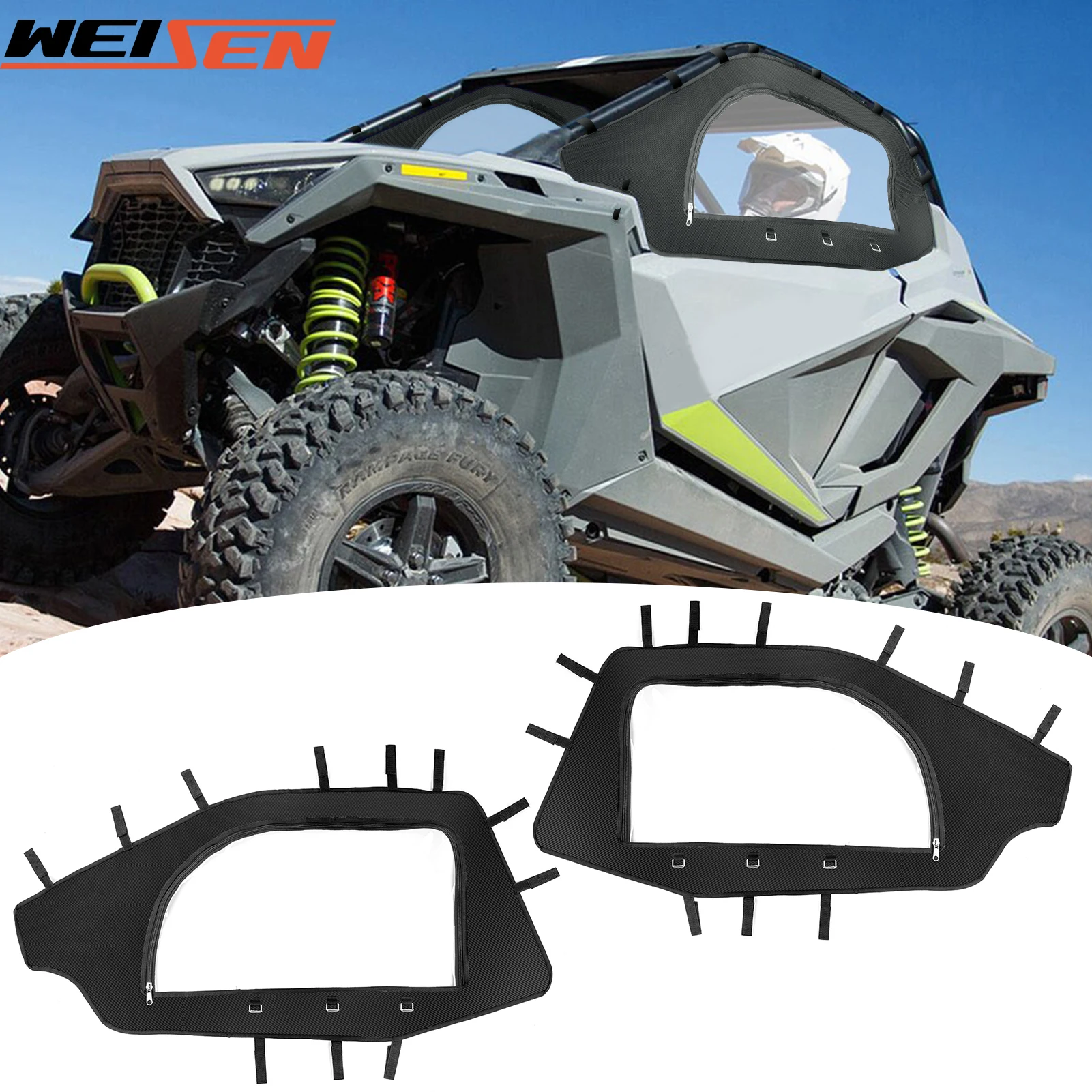 

UTV All-weather Soft Upper Door Window Cab Enclosure No Drill,zipper Lock for 2022+ Polaris RZR Pro R 2 Seat Accessories