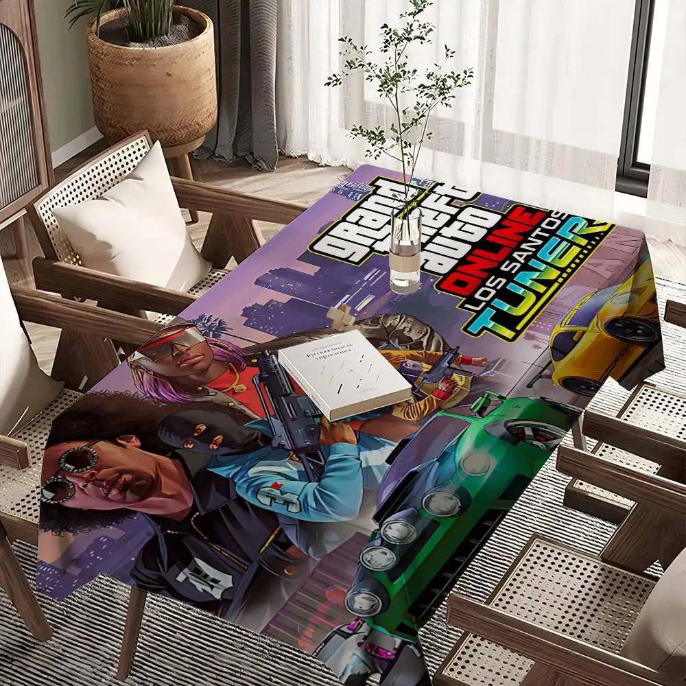 G-Grand GTA Theft Games Autoes مقاوم للماء مستطيل مفرش المائدة فييستا ديكور المنزل غرفة الطعام ديكور قابلة لإعادة الاستخدام الجدول لوازم الحفلات