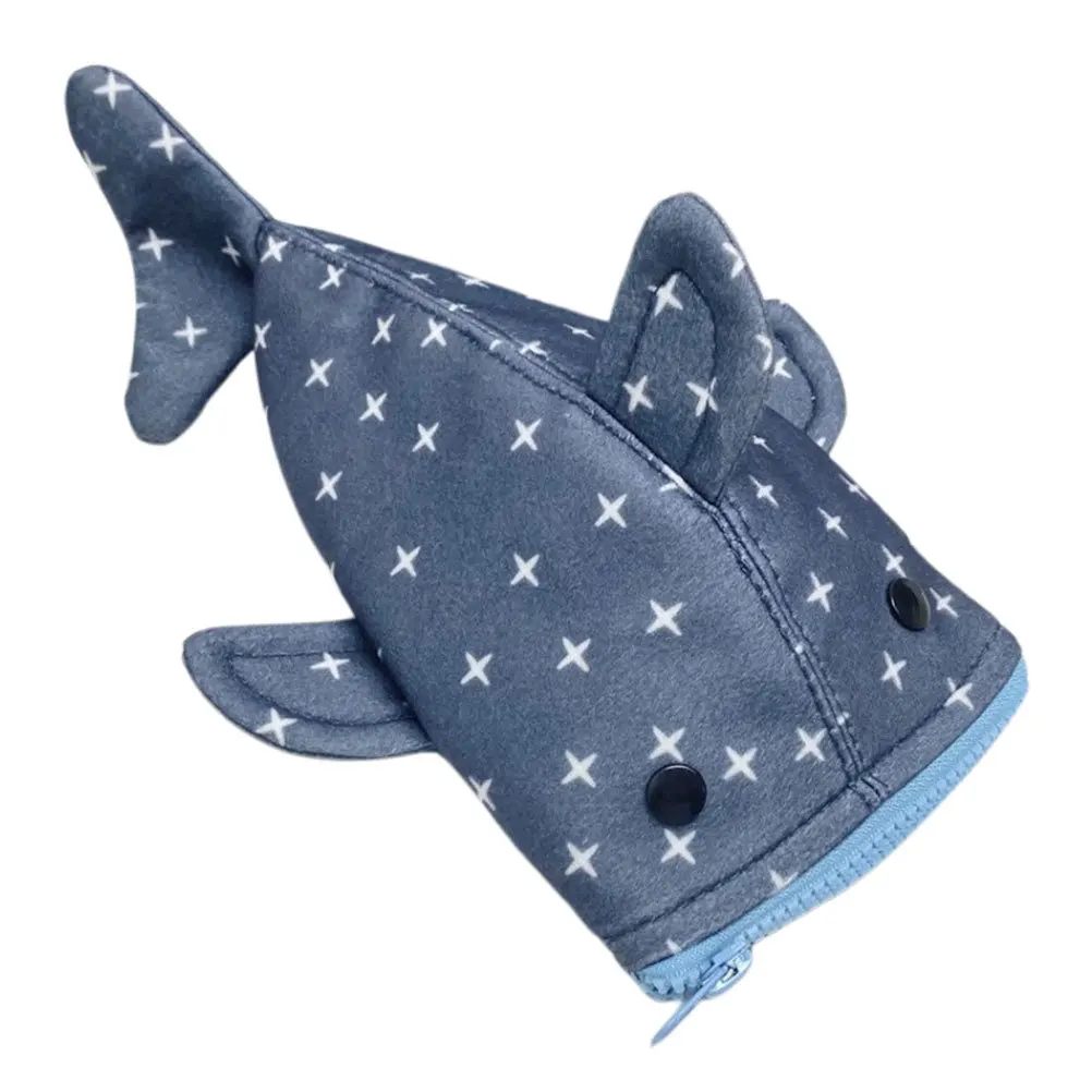 

Shark Small Pencil Case Star Pattern Large Capacity Canvas Zipper Pouch School Office Travel Stationery Organizer
