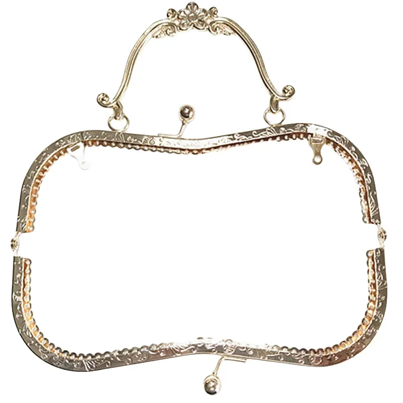 10PCS 20.5cm Bronze Silver Golden Plum Blossom Flower Pattern Vintage Metal Purse Frame Kiss Clasp Handle Bag Accessories