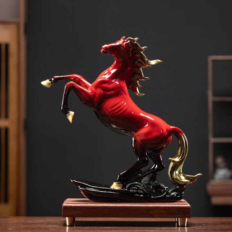 Ceramic Horse Ornament, Symbolizing Instant Success And Attracting Wealth, Is A Decorative Craft For The Living Room, Office, An