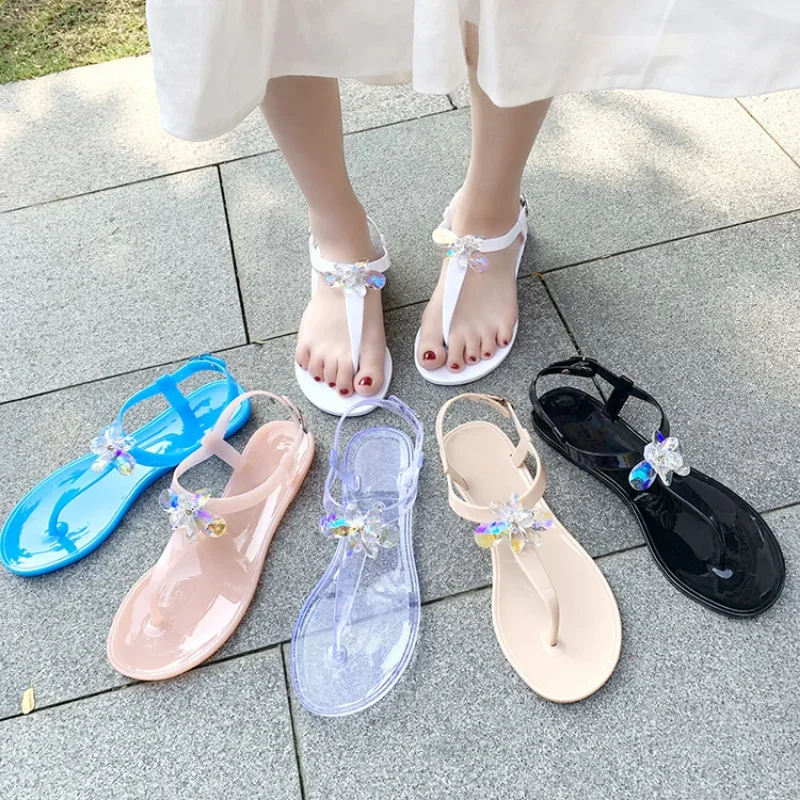 2022 Summer New Women Shoes Flat Sandals Black Female Beach Flip Flops Holiday Seaside Simple Fashion Woman Jelly Sandalias