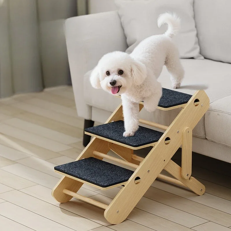 Foldable Puppy Stairs Multi-Functional Ramp for Dogs Cat Scratching Board Pet Dog Stairs Portable Climbing Wear-Resistant Ladder