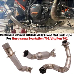 Husqvarna Svartpilen Vitpilen 701 오토바이 배기 탈출 시스템 머플러, 티타늄 합금 전면 중간 링크 파이프용 슬립온