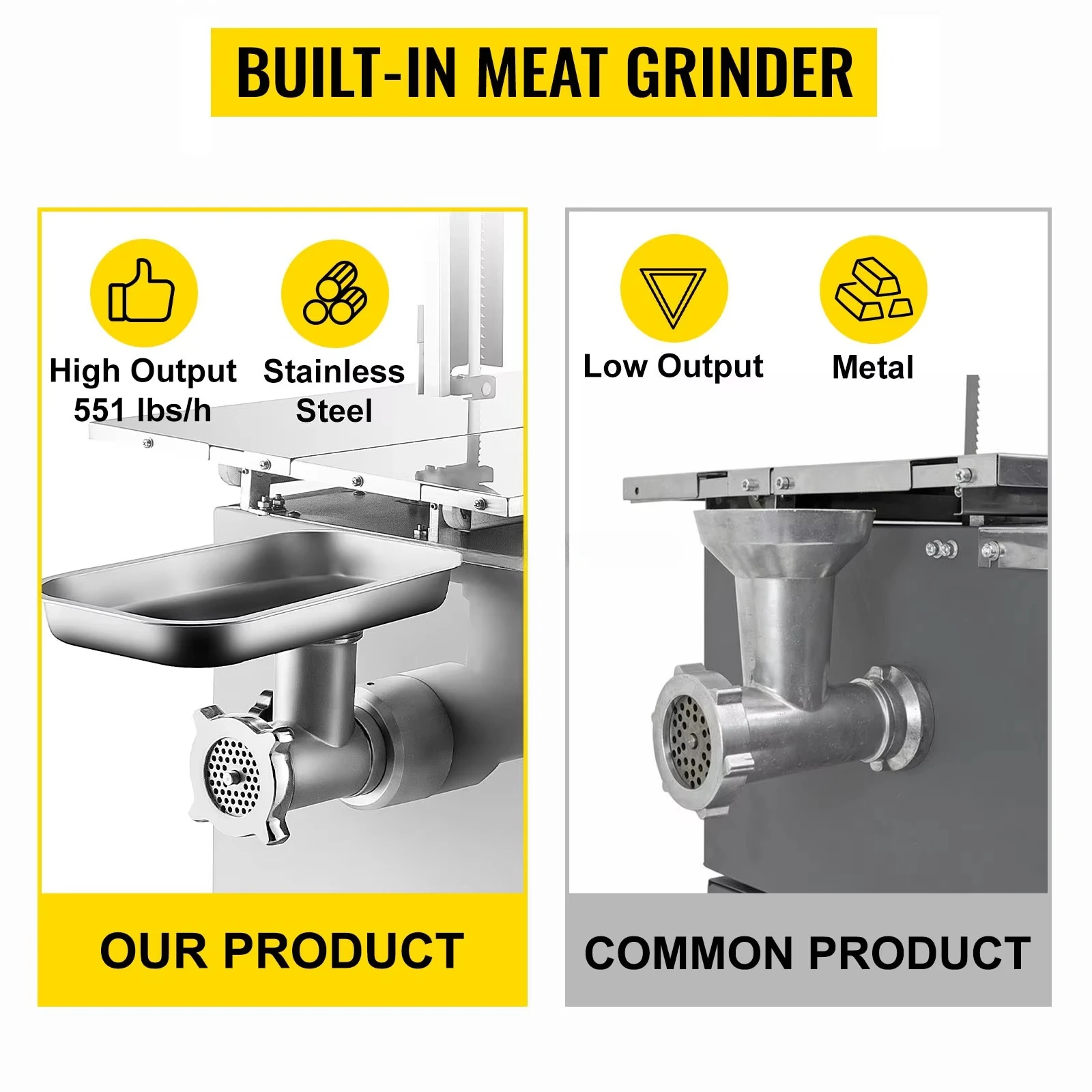 منشار اللحم التجاري 2 في 1 مفرمة اللحم الكهربائية آلة قطع العظام من الفولاذ المقاوم للصدأ
