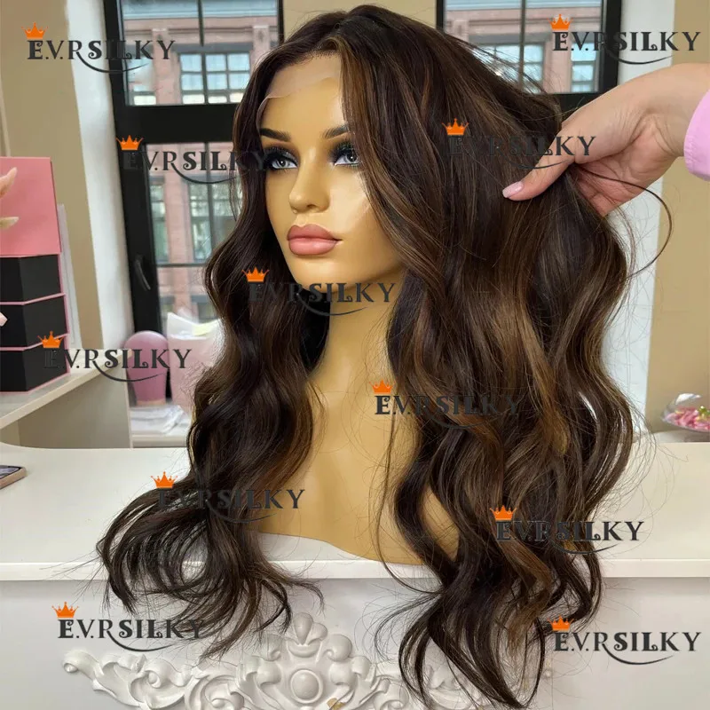 Women's Brown Wig body waveFashion Comfortable glueless Female wig 100% human hair easy to wear for beginners HD full lace wig