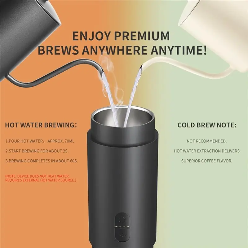 ABKR-For Coffee Powder& Capsule Support 2-In-1 Portable Electric Espresso Machine, Travel Car For Coffee Machine
