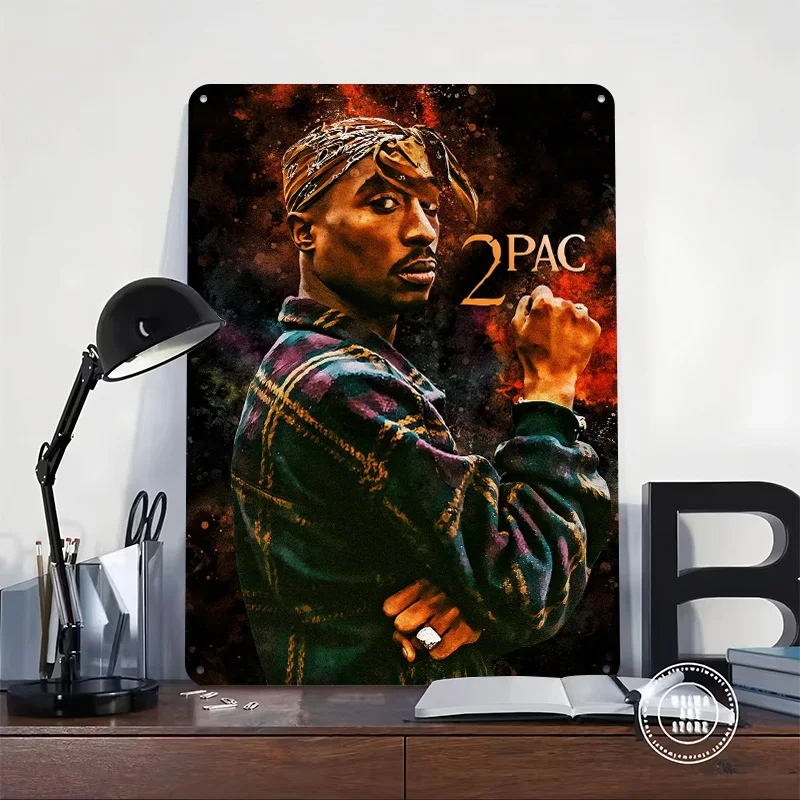 Tupac Shakur Portrait 3D Texture Metal Poster Customized Wall Art Tin Sign Gift for Mancave Garage Accessories Funny Signs Bar
