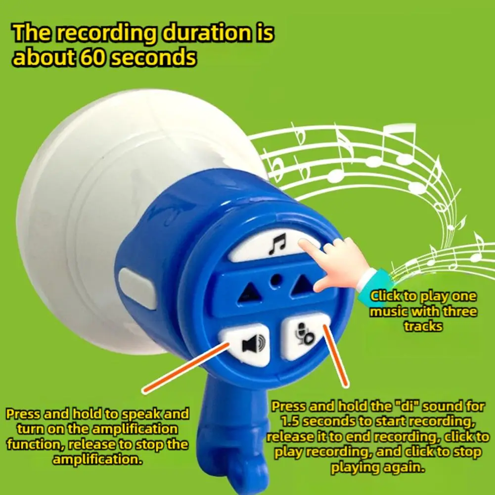 녹음 가능한 미니 스피커 확성기 휴대용 열쇠 고리 어린이 확성기 야외 확성기 감압 장난감