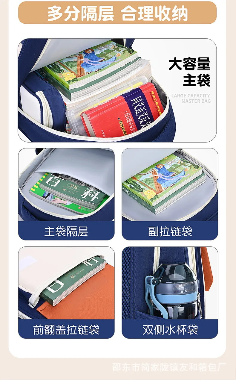 school bag Kids backpack water proof Preschool Ages 6-18 Spine protection Reduce the burden Large capacity