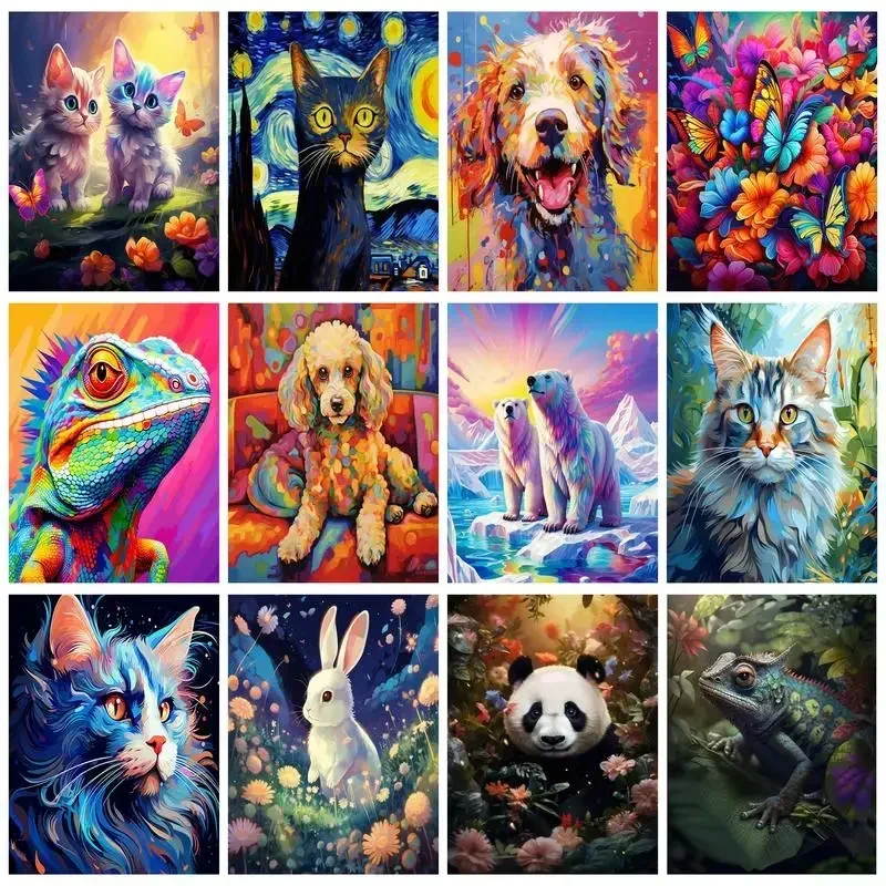 

132326 Painting By Number Adults Animals Watercolor Paint Kit Decorative Paintings for Handiwork Wall Decor