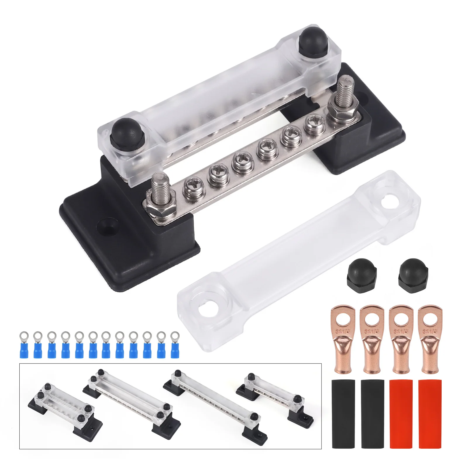 

48V 150A 6/12/24 Way Bus Bar Battery Positive Negative Electrical Power Distribution Block Terminal Studs M6 For Camper Car Boat