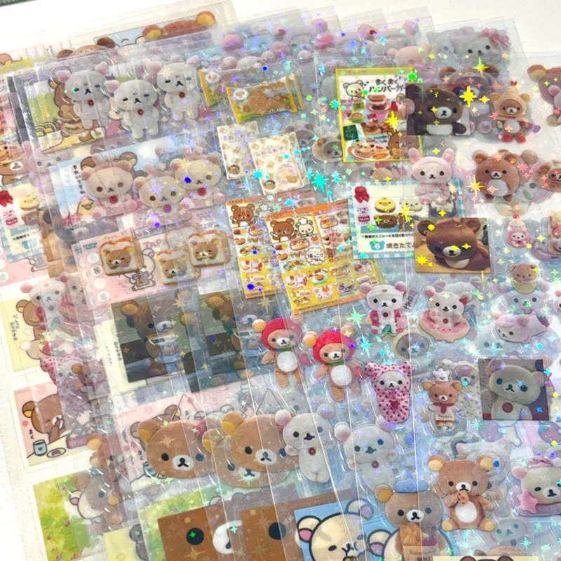 5sheets Cartoon Cute Stickers Die-Cutting Sticker Anime Handbooks Material Flashing Laser Sticker Kids Toy