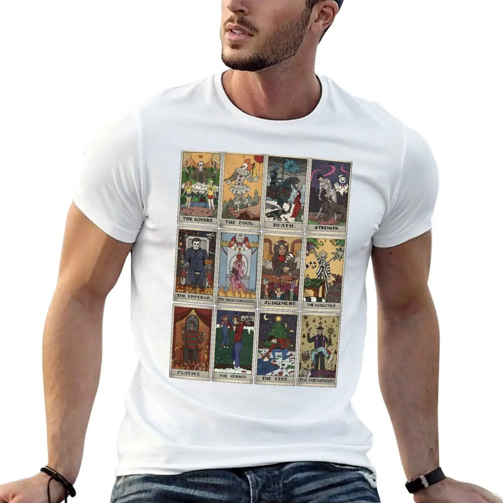 

Horror Tarot Deck T-Shirt black cotton t-shirt plain for man package man t shirts cotton anime tshirt T-shirt