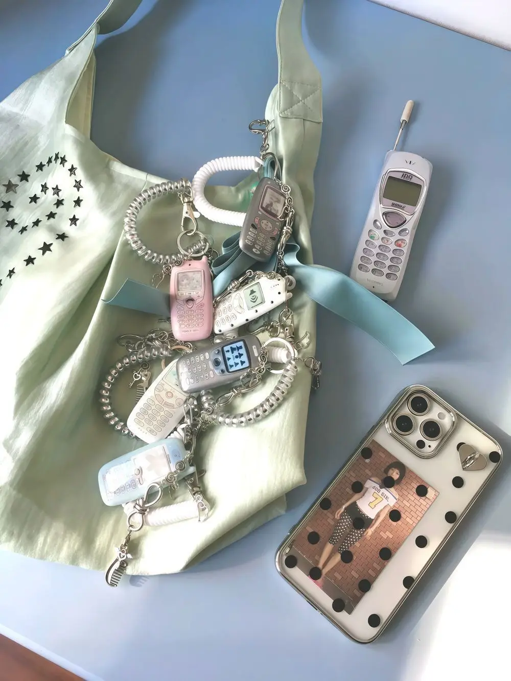 Mobile Phone Pendant Japanese Millennial Polka Dot Cute Keychain Hairpin