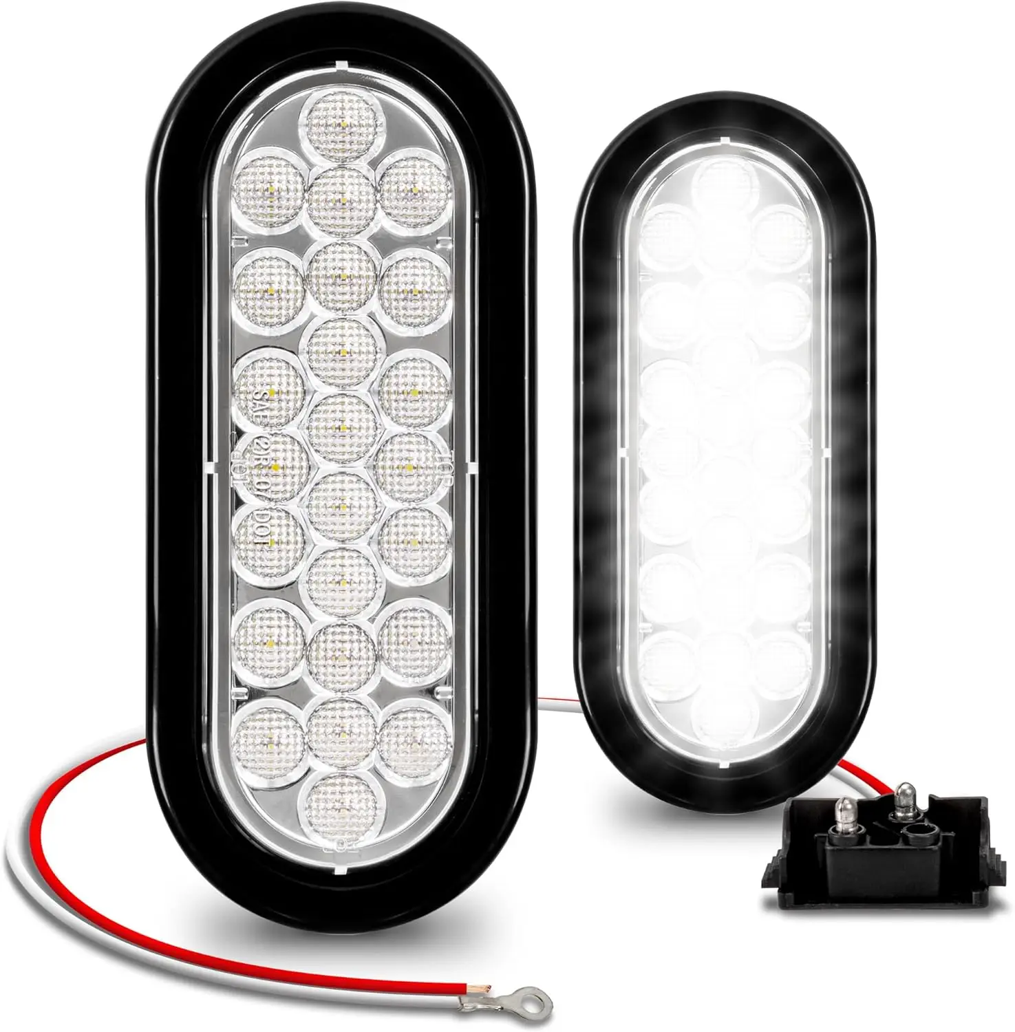 

TRUE MODS 2pc 6' Clear White Oval LED Reverse Tail Light Kit [DOT FMVSS 108] [IP67 Waterproof] for Boat Trailer RV Truck
